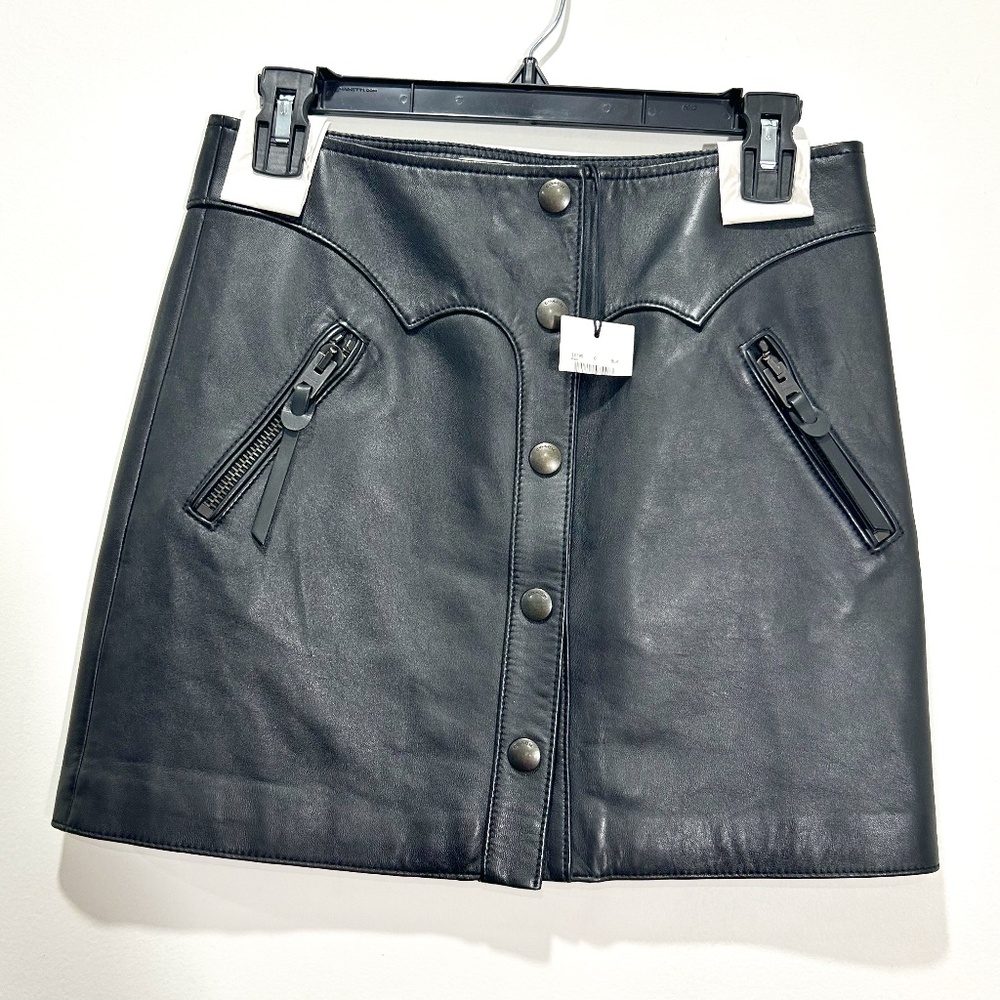 Coach New Leather Button-up Mini Skirt in Women's Size 0